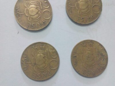 Old 20 Paise coins for sale.
