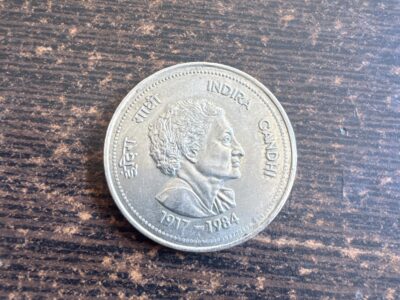 5 rupees indragandhi coin clean condition