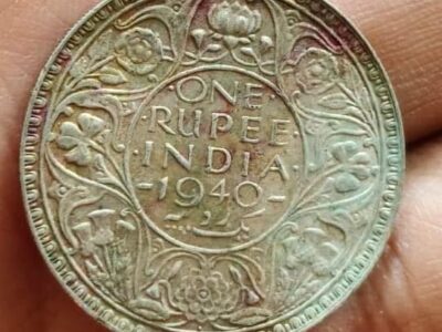 King George V1 1 rupee silver coin 1944 1940